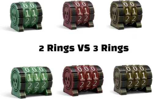 Miniatura 5 de Life Counter Health Tracker para juegos de mesa, TTRPG y juegos de cartas con símbolo de calavera, compatible con MTG, 2 ruedas azules con números