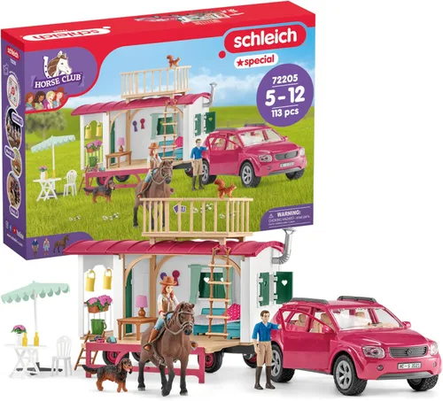 Miniatura 10 de Schleich Horse Club - Juego de Camping de Coche y Remolque de 110 Piezas con Divertidas Figuras de Caballos y Jinetes para Niñas y Niños - Figuras