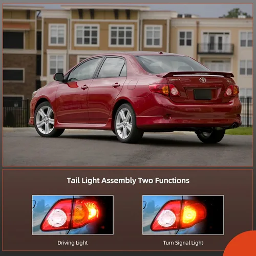 Miniatura 2 de leaptrend Conjunto de luz trasera izquierda, lámpara exterior trasera compatible con Toyota Corolla 2009-2010, luz de freno lateral del conductor