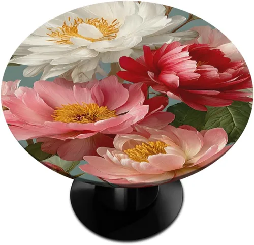 Miniatura 39 de Mantel redondo con diseño de huevos coloridos de Pascua, con borde elástico, impermeable, lavable, para cocina, fiestas, bodas, interiores