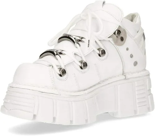 Miniatura 5 de New Rock 106N Tower - Botas de tobillo para mujer, 100% piel, estilo gótico, con plataforma punk, a la moda