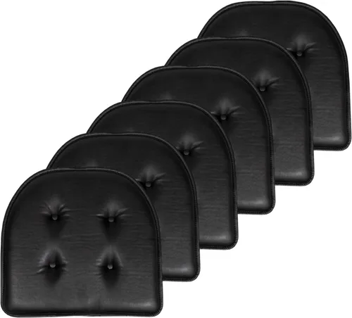 Miniatura 143 de Sweet Home Collection - Cojín de espuma viscoelástica para silla con capitoné, antideslizante, parte trasera de goma, en forma de U, 17 x 16 Piel