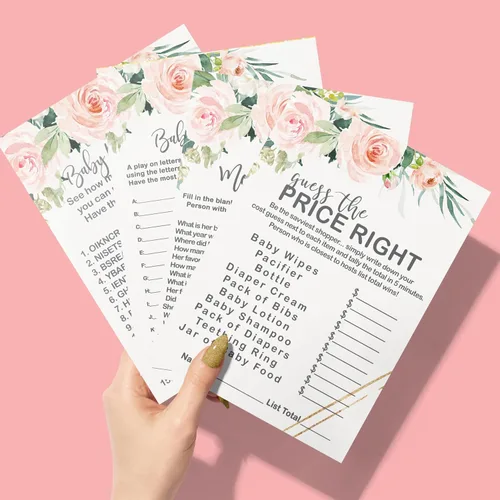 Miniatura 7 de Graceful - Juegos florales para baby shower, 25 cada uno, adivina el precio correcto, Baby Shower Word Scramble, Baby Name Race y Who Knows Mommy