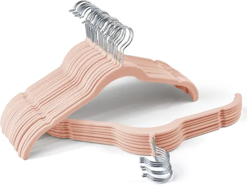 Miniatura 22 de Sishynio Perchas de terciopelo prémium para camisas, paquete de 30 unidades, antideslizante con gancho giratorio de 360°, colgador delgado flocado