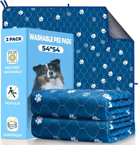 Miniatura 20 de Fostanfly Almohadillas lavables para orina para perros, paquete de 2 almohadillas reutilizables superiores de 36 x 48 pulgadas, impermeables, Gris