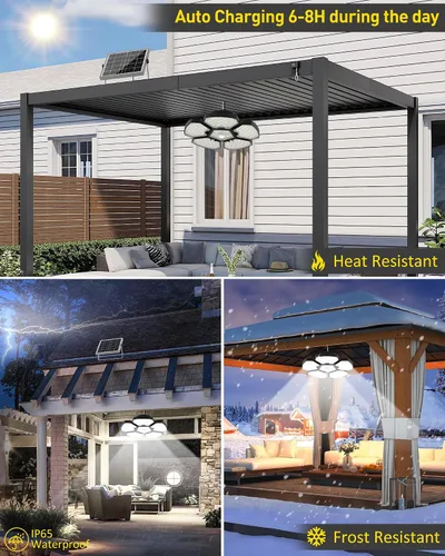 Miniatura 6 de T-SUN Luz Solar para Cobertizo Interior y Exterior, 1200LM 156LED Luz Colgante con Sensor de Movimiento con 5 Modos de Iluminación y Control Remoto
