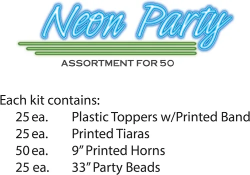 Miniatura 3 de Beistle Recuerdos de fiesta de neón, surtido para 50