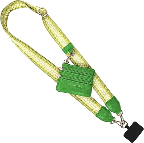 Miniatura 14 de Save the Girls Correa Original Clip and Go para Teléfono Original (Patrón Verde/Morado - Bolsa Verde) - Correa Cruzada para Teléfono con Cadena