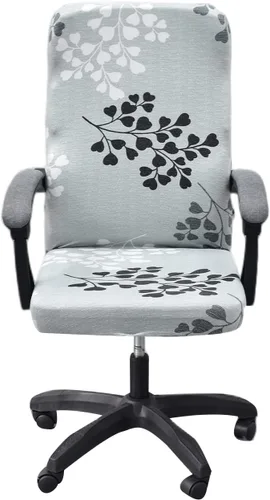 Miniatura 12 de CRFATOP Funda elástica para silla de oficina de computadora con cremallera duradera, funda para silla de escritorio giratoria universal, respaldo