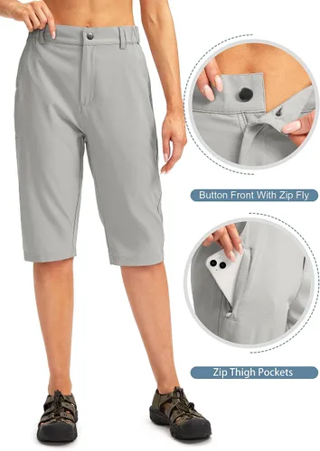 Miniatura 3 de G Gradual Bermudas largas de senderismo para mujer, 13 pulgadas, longitud a la rodilla, ligeras, de secado rápido, con 5 bolsillos