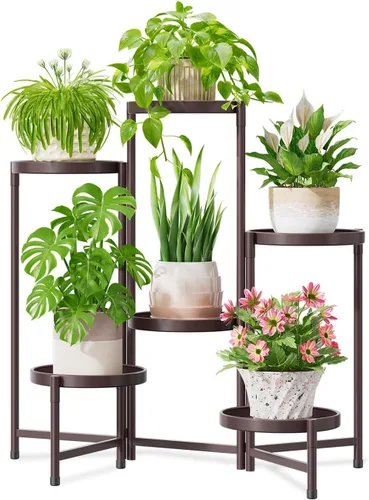 Miniatura 32 de iDavosic.ly Soporte grande para plantas de 6 niveles para interiores, 10 pulgadas de ancho de metal de esquina alta para múltiples plantas, estante