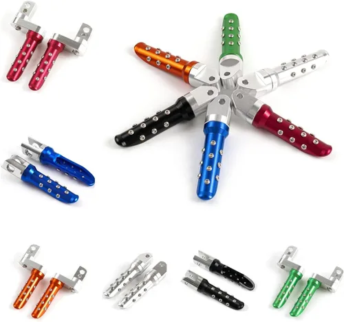 Miniatura 14 de Clavijas de pie delantero de extensión CNC de 0.78 pulgadas, clavijas de pie delanteras elevadoras para Yamaha YZF-R1 2000-2003, YZF1000 R1 Verde