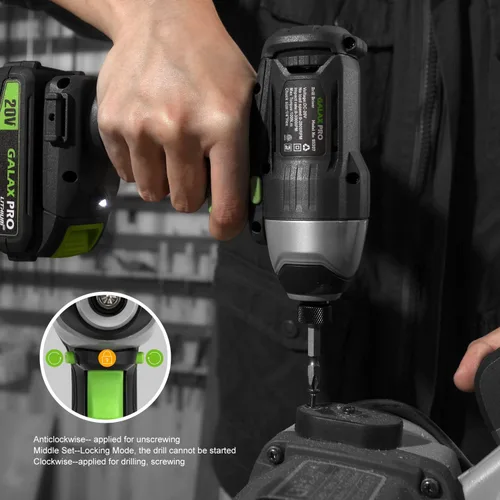 Miniatura 5 de GALAX PRO Impact Driver - Controlador inalámbrico hexagonal de iones de litio de 20 V de 1/4 pulgadas con luz de trabajo LED, 6 puntas