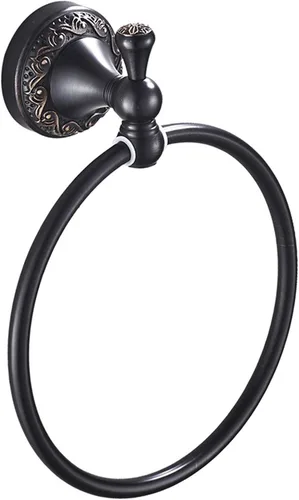 Miniatura 9 de Barra doble para toallas de bronce aceitado frotado de latón, ajustable de 15.5 a 27.5 pulgadas, soporte de barra para toallas de baño para portador