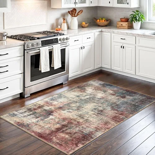 Miniatura 1173 de IOHOUZE Alfombra abstracta lavable de 3 x 12 pies para pasillos, antideslizante para cocina, camino de entrada de lana sintética para interiores