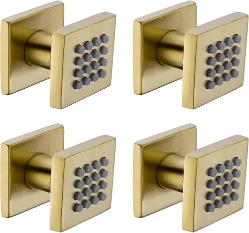 4 piezas de latón cuadrado cuerpo rociador ducha chorros de alta presión ajustable masaje spa rociador lateral en la pared juego de ducha, acabado