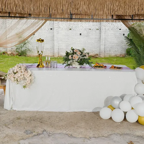 Miniatura 26 de Mantel de lentejuelas de 60 x 102 pulgadas, azul bebé, para boda, fiesta, despedida de soltera, rectangular