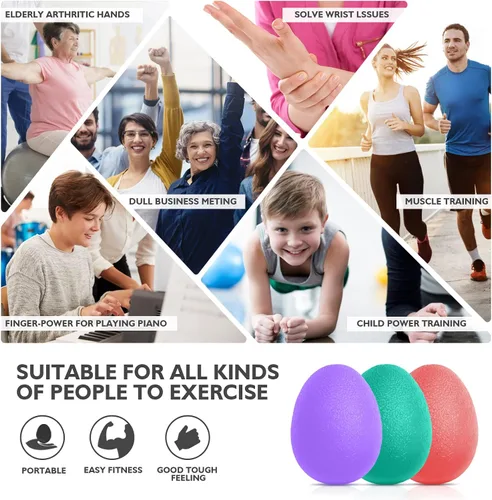 Miniatura 7 de Peradix Entrenador de fuerza de agarre de mano, pelota de alivio de estrés para adultos y niños, terapia de rehabilitación de muñeca