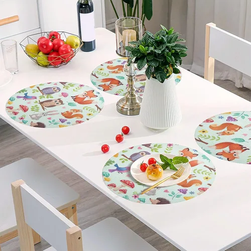 Miniatura 6 de Cute Animals Table Placemat, Washable Place Mat Heat Resistant for Kitchen one sizex4
