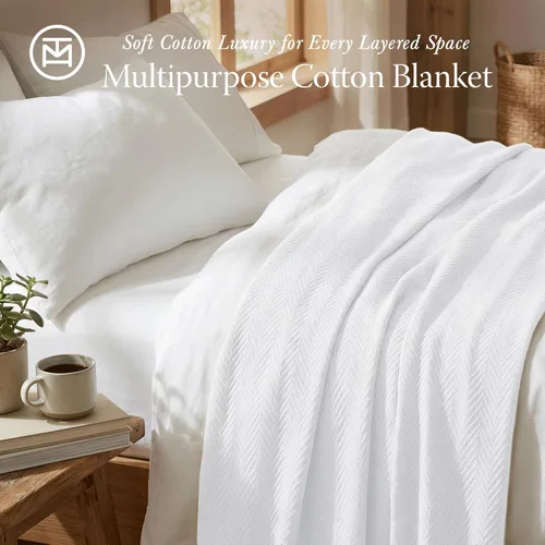 Miniatura 2 de Threadmill Mantas de algodón de lujo para cama tamaño individual Manta 100% algodón para todas las estaciones para cama tamaño individual Manta