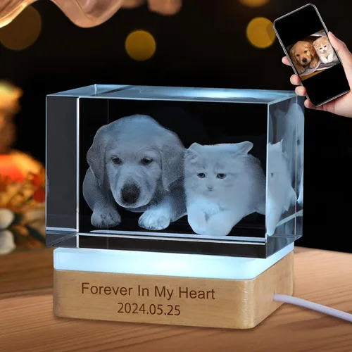 Miniatura 11 de Foto personalizada en cristal 3D, marcos de fotos de cristal personalizables, regalos personalizados con tu propia foto, aniversario de boda