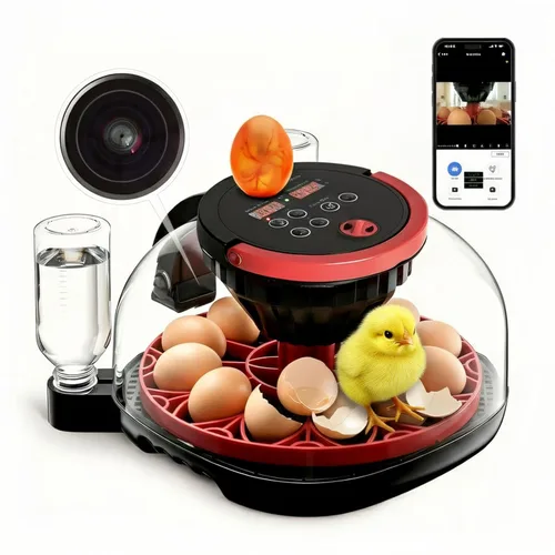 Incubadoras para incubar huevos, incubadora WiFi inteligente de 12 a 24 huevos con cámara 1080P, control de aplicaciones, incubación con un solo
