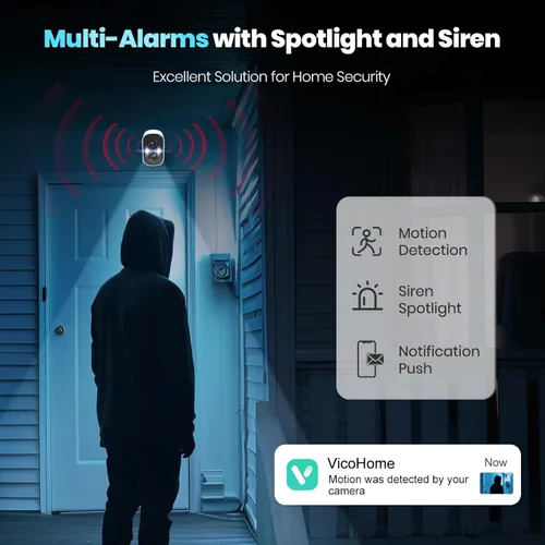 Miniatura 5 de Techage Cámaras de seguridad inalámbricas para exteriores, cámaras WiFi alimentadas por batería 2K para seguridad en el hogar con detección