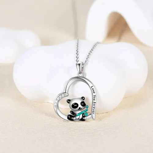 Miniatura 3 de Lindo regalo de animales de plata esterlinapanda rojoconejo, collar con colgante de animal lindo joyería para mujeres niñas regalos