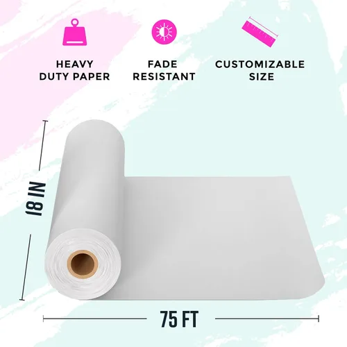 Miniatura 3 de Bryco Goods Rollo de papel kraft – 18 pulgadas x 75 pies (900 pulgadas) – Paquete de 2 – Papel de caballete blanco para dibujar, pintura, artes