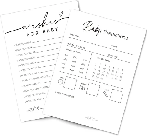 Miniatura 11 de Whaline 50 hojas de predicciones y consejos para baby shower, tarjetas de actividades para juegos de fiesta, nuevo libro de consejos para padres