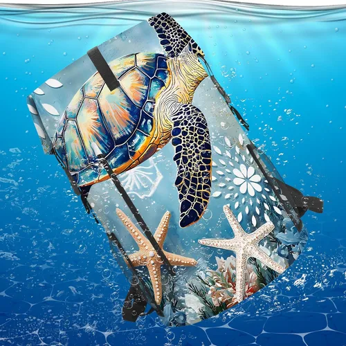 Miniatura 9 de Bolsa seca impermeable Bolsas secas marinas para kayak, senderismo, tortugas marinas, estrellas de mar, mochila con cierre enrollable, mochila