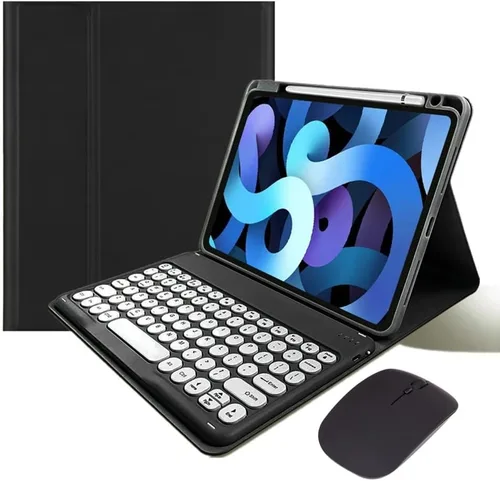 Miniatura 9 de Funda de teclado para iPad mini (A17 Pro) 2024, iPad mini 6ª generación, funda de teclado con mouse Bluetooth, llave redonda, bonita funda de Púrpura