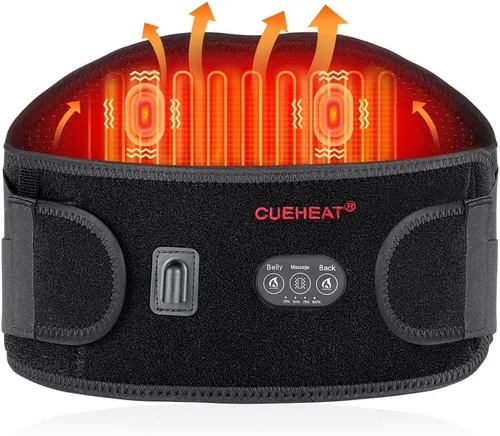 Miniatura 12 de CUEHEAT Cinturón de cintura con calefacción, almohadilla térmica inalámbrica para espalda baja, calefacción eléctrica y masaje, funciona con batería
