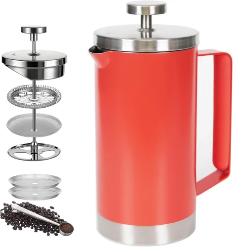 Miniatura 14 de Prensa Francesa Pequeña 350ml Negra, Prensa Francesa de Acero Inoxidable con Pared Doble Aislada para Viaje y Camping, Cafetera de Café Colado