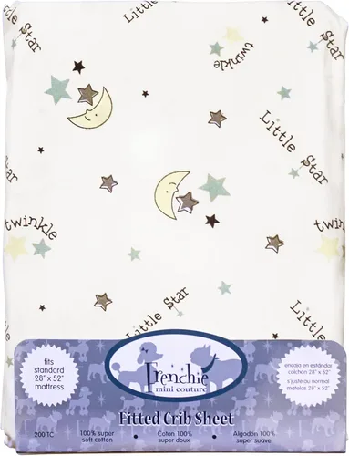 Miniatura 17 de Frenchie Mini Couture Sábanas bajeras para cuna, 100% algodón, se adaptan a colchones de niños pequeños, estrellas azules, 28 x 52 pulgadas, paquete