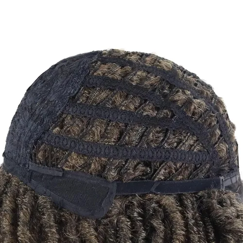 Miniatura 6 de GNIMEGIL Peluca de rastas cortas de 14 pulgadas para hombre, estilo afro bob, ombré, color marrón claro, cabello trenzado de ganchillo, pelucas