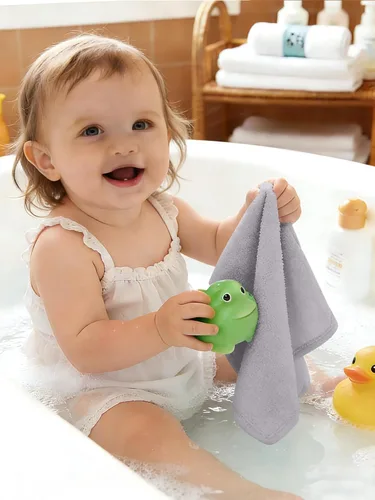 Miniatura 9 de HIPHOP PANDA Toallitas de baño para bebé, hechas de rayón de bambú - Toalla de baño ultra suave de 2 capas para recién nacidos, toalla facial Gris
