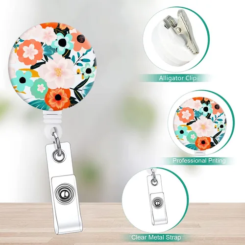 Miniatura 2 de Carrete de insignia retráctil lindo porta insignias con clip de cocodrilo carretes de insignia decorativos con nombre de enfermera en porta tarjetas