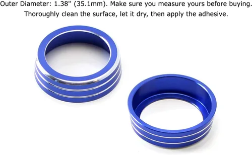 Miniatura 7 de Cubiertas iJDMTOY para ruedas de control climático manual, de aluminio anodizado, 2 unidades, Azul