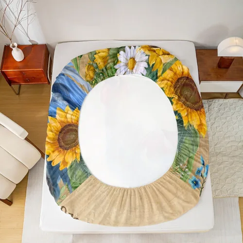 Miniatura 6 de Bonita sábana bajera ajustable para niños, tamaño individual, juego de ropa de cama rústica de pollo, decoración de dormitorio para niños y adultos