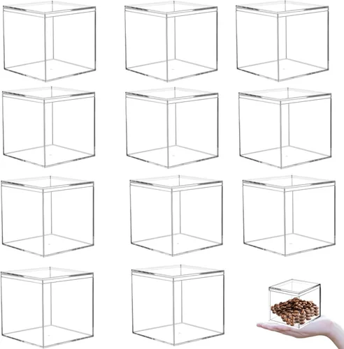 Miniatura 13 de KissYou Caja de acrílico para caramelos, cajas de exhibición transparentes con tapa de plástico pequeño, cubo cuadrado de plástico, caja