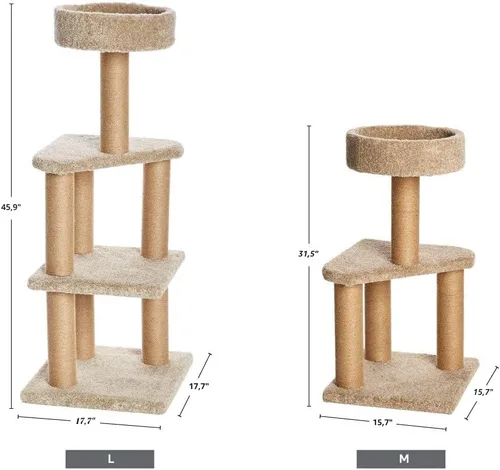 Miniatura 7 de Amazon Basics Torre de actividades de escalada para interiores con postes rascadores, grande, 17.7 x 45.9 pulgadas, beige