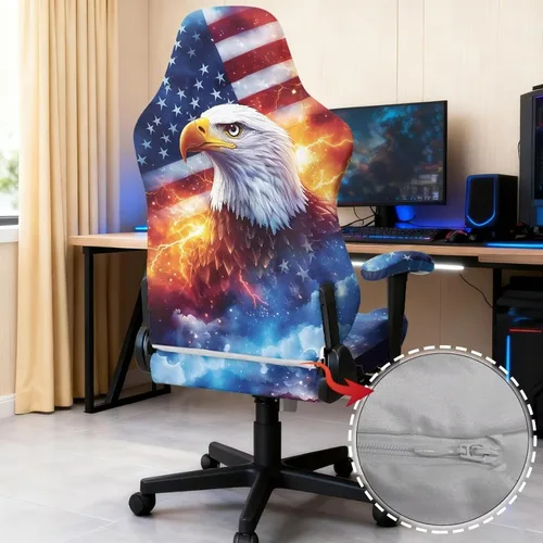 Miniatura 5 de Bald Eagle Gaming Protector for Students American Flag Stretchy Armrest Covers Patriotic Ergonomic Office Cover Dustproof Home & Dorm Room Decor