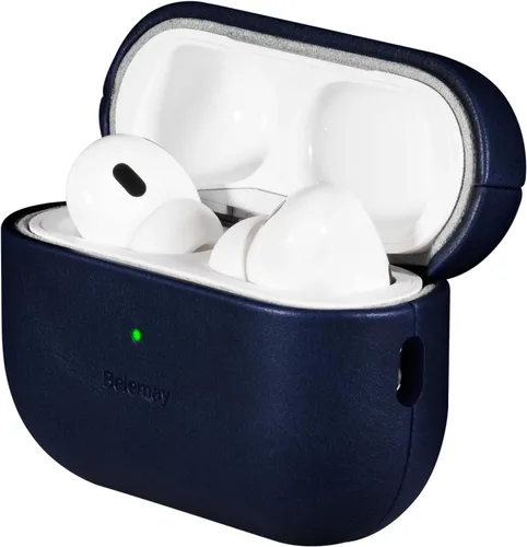 Belemay Funda hecha a mano de cuero curtido vegetal de grano completo para AirPods Pro 3ª generación (2025), elegante efecto de dos tonos, pátina