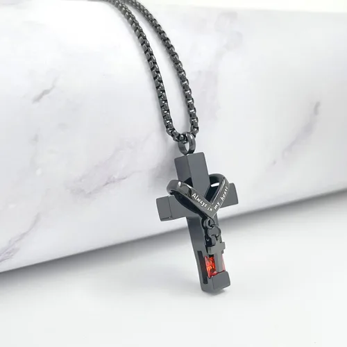 Miniatura 5 de YOUFENG Collares de urna de piedras de nacimiento para cenizas, cruz cremación, urna para cenizas humanas, recuerdo conmemorativo, medallón