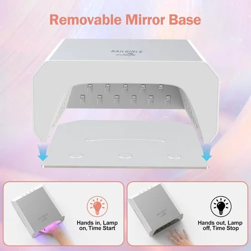 Miniatura 7 de NAILGIRLS Lámpara de uñas LED UV profesional de 60 W para salón y tecnología de uñas, 80 cuentas LED de esmalte de gel de secado rápido, recargable
