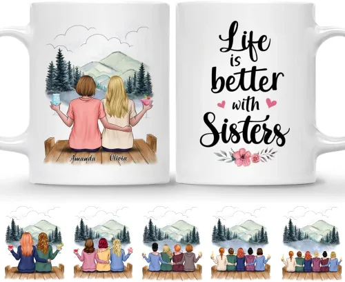 Gossby Taza de café personalizada para hermana, regalo personalizado para hermana con diseño, nombre, perfecta para cumpleaños, Navidad, regalos de