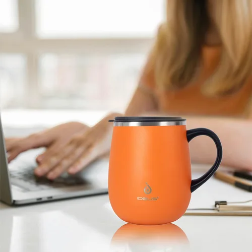 Miniatura 7 de Ideus Taza de café aislada de 16 onzas con asa y tapa, taza de café térmica al vacío de acero inoxidable de doble pared, taza de café de viaje
