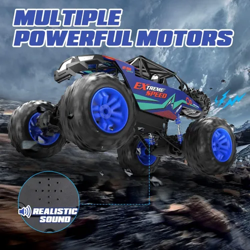 Miniatura 8 de DEERC Camioneta monstruo grande a escala 1:8 para adultos y niños, automóvil con control remoto mejorado con sonido realista, juguete RC todo