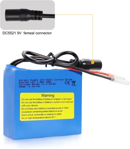 Miniatura 5 de Batería recargable de iones de litio de 12 V 1500 mAh, paquete de baterías de repuesto de cable de cables desnudos con cargador de 12 V